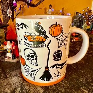 Halloween Mystical Mug Spell Books Broom Crystal Ball Skull Spider Bats Pumpkin